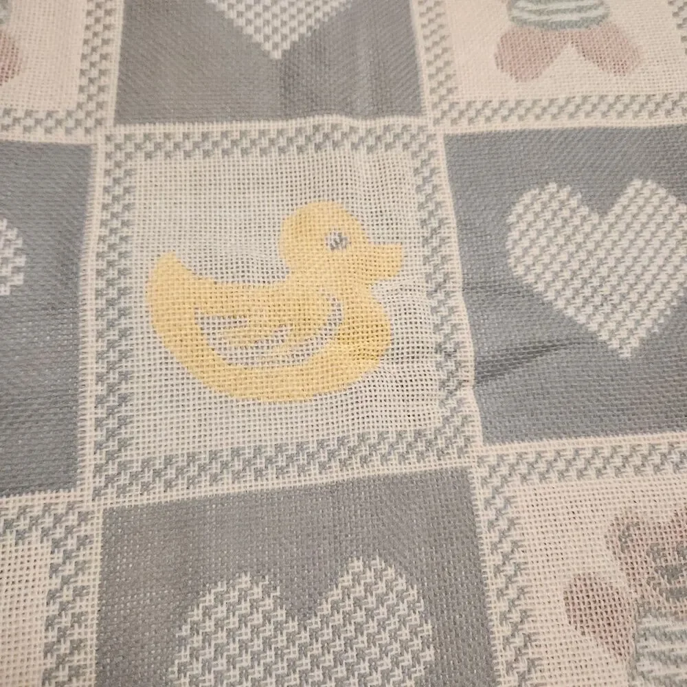 American Weavers Jaquard Throw Blanket Blue White Check Hearts & Bears 36